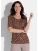 GOLDNER Stilvolles Viskoseshirt, Blumenprint in braun / rot / cognac / gemustert