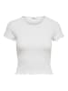 ONLY Geripptes Cropped T-Shirt Kurzes Rundhals Top Bauchfrei ONLEMMA in Weiß