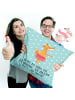 Mr. & Mrs. Panda kissen für sofa Fuchs Ballerina mit Spruch in Türkis Pastell