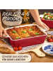 Praknu Auflaufform Groß aus Keramik - Extra Hoher Rand - Für Lasagne,