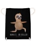Mr. & Mrs. Panda Tragetasche Faultier Yoga mit Spruch in Schwarz