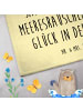 Mr. & Mrs. Panda Gästehandtuch Sommer Meer Glück mit Spruch in Gelb Pastell