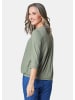 GOLDNER Chiffon-Shirt mit 3/4-Arm, Rundhals in baummoos