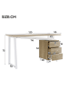 ABRIHOME Schreibtisch in Natur Weiß 130x55x75 cm mit Stauraum Schubladen