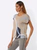 creation L Rundhalsshirt in beige-bleu-bedruckt
