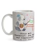 Mr. & Mrs. Panda Kaffeetasse Künstlerin Chaos mit Spruch in Grau Pastell