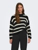 JACQUELINE de YONG Gestreifter Strick Pullover Rundhals JDYJUSTY in Schwarz