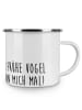 Mr. & Mrs. Panda Camping Emaille Tasse Faultier Vogel mit Spruch in Weiß