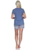 NORMANN Verspielte shorty Schlafanzug kurzärmlige Pyjama EthnoStyle - 75133 in blau