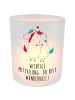 Mr. & Mrs. Panda Glas Kerzenhalter Einhorn Mitteilung mit Spruch in Transparent
