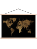 MuchoWow Poster mit Leiste Weltkarte gold schwarz