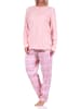 NORMANN Pyjama langarm Schlafanzug Karohose und Knopfleiste am Hals - 69252 in rosa