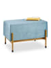 relaxdays Samt Sitzbank in Hellblau/ Gold - (B)60 x (H)40 x (T)43,5 cm