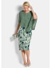 GOLDNER Kurzgröße:  Cocktailkleid mit Chiffonüberwurf in salbei / weiß / geblümt