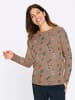 Sieh an! Langarm-Pullover in camel-grün-gemustert