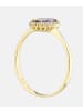 Vanlere Cluster-Ring aus 375 Gelbgold mit Zirkonia mit Amethyst