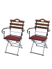 MCW 2x Biergartenstuhl J40, Hellbraun, Polster rot