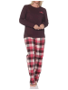 NORMANN Schlafanzug langarm karierte Flanell Schlafhose in beere