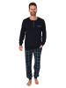 NORMANN Schlafanzug Pyjama Bündchen und karierter Jersey Hose - 75247 in marine