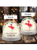 Mr. & Mrs. Panda Weihnachts Schneekugel Flamingo Yoga mit Spruch in Naturpapier