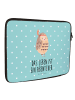 Mr. & Mrs. Panda Laptop Tasche Eule Federschmuck mit Spruch in Türkis Pastell