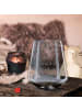 Mr. & Mrs. Panda Glas Windlicht Pinguin umarmen mit Spruch in Transparent