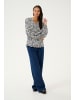 Kaffe Bluse langarm KAmathilde Loose fit in Chalk/Black Graphic Lines