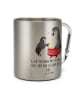 Mr. & Mrs. Panda Edelstahlbecher Pinguin mit Kind mit Spruch in Silber