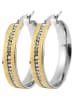 Adeliás Damen Ohrringe – Creole aus Edelstahl mit Strass Steinchen in gold