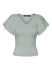 Vero Moda Geripptes Rüschen T-Shirt Kurzarm Strick Shirt VMGINNY in Mint