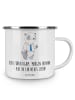 Mr. & Mrs. Panda Camping Emaille Tasse Bräutigam Heute mit Spruch in Weiß