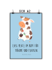 Mr. & Mrs. Panda Bild Kuh mit Spruch in Blau Pastell