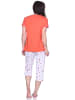 NORMANN Pyjama Schlafanzug T-Shirt Capri Hose und Design in apricot