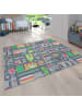 KADIMA DESIGN Kinderteppich waschmaschinenwaschbar Stadt‑Land‑Karten Kinderzimmer in Grau
