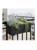 relaxdays Balkonkasten "Rattan" mit Halterung in Schwarz - (B)50 x (H)19 x (T)19 cm