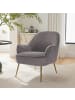 Home Nature Wohnkonzept Moderner Loungesessel mit Lammfell und Eiche in Dunkelgrau 66x66x80 cm