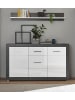 Furn.Design Sideboard weiß Hochglanz, grau Stone 164 cm, Kommode mit viel Stauraum