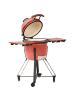 Beliani Holzkohlegrill KAMADO in Rot/Schwarz/Braun - (W) 111 x (H) 112 x (L) 53 cm