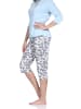 NORMANN Kurzarm Pyjama Caprihose floralem print in blau