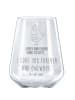 Mr. & Mrs. Panda Rotwein Glas Eule Zufrieden mit Spruch in Transparent
