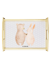 Mr. & Mrs. Panda Tablett Bär und Hase Umarmen ohne Spruch in Grau Pastell