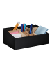 relaxdays Schreibtisch Organizer in Schwarz/ Natur - (B)30 x (H)12 x (T)18 cm