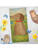 Mr. & Mrs. Panda Badetuch Hund Blume Design ohne Spruch in Grau Pastell