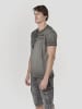 KOROSHI Henley cotton print-emb washed t-shirt in grau