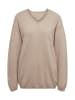 GOLDNER Basicpullover mit V-Ausschnitt in sand