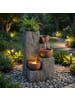 ABRIHOME Gartenbrunnen in Steinoptik 3 Becken mit LED 27x26x31 cm