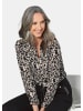 GOLDNER Kurzgröße:  Jerseybluse Elegantes Blusenshirt mit V-Ausschnitt in sand / schwarz / gemustert