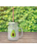 Mr. & Mrs. Panda Trinkglas Mason Jar Avocado Glücklich ohne Spruch in Transparent