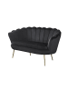 SalesFever Muschelsofa 2-Sitzer elegant Beine Chrom goldfarben und Samtbezug in Schwarz