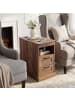COSTWAY Nachttisch mit Ladestation 35,5 x 60 x 62 cm in Hellbraun